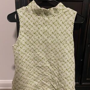 Anthropologie Maeve Green and White Top